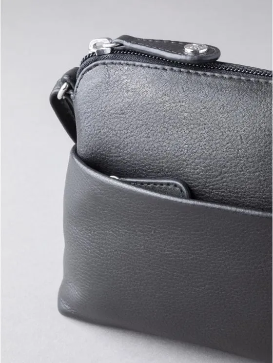 Rydal Small Leather Cross Body Bag in Black