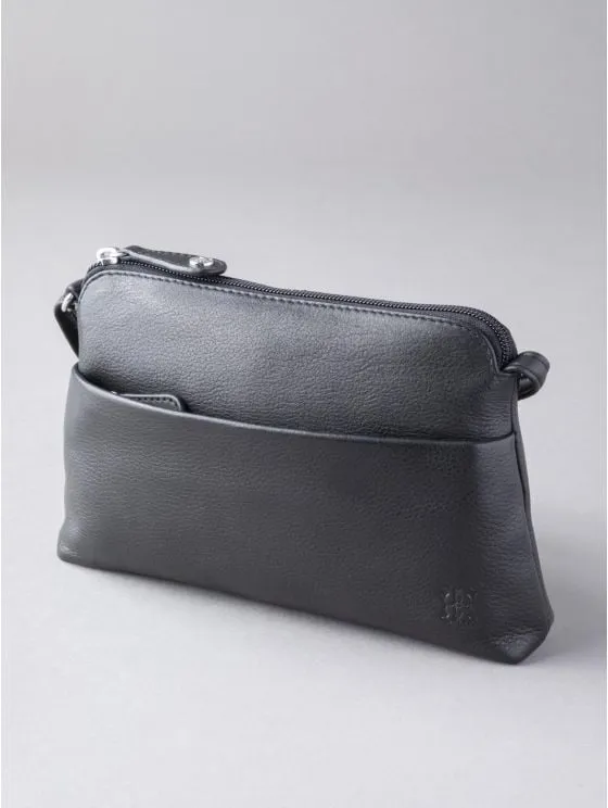 Rydal Small Leather Cross Body Bag in Black