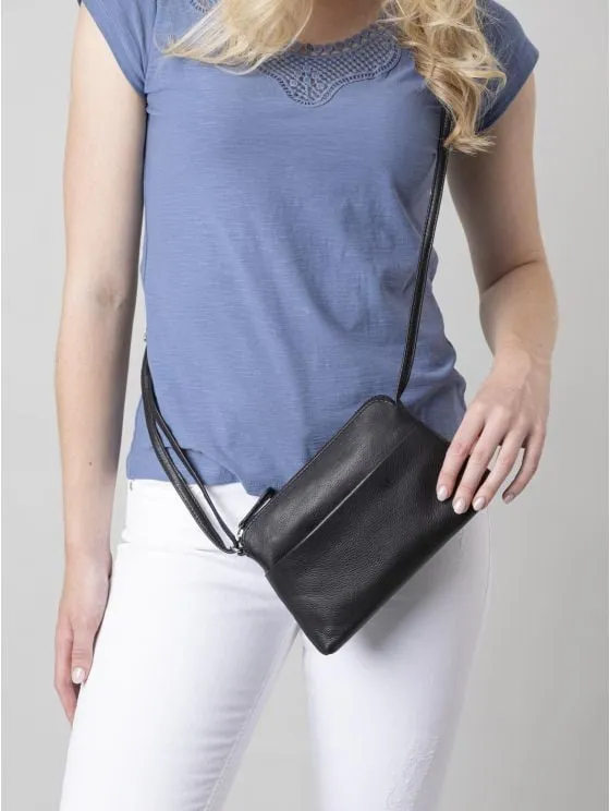 Rydal Small Leather Cross Body Bag in Black