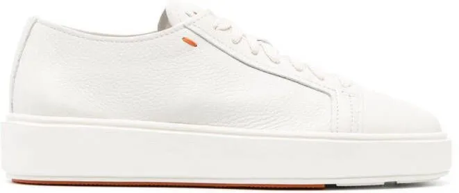 Santoni round-toe leather sneakers White