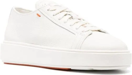 Santoni round-toe leather sneakers White