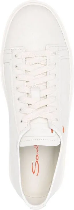 Santoni round-toe leather sneakers White