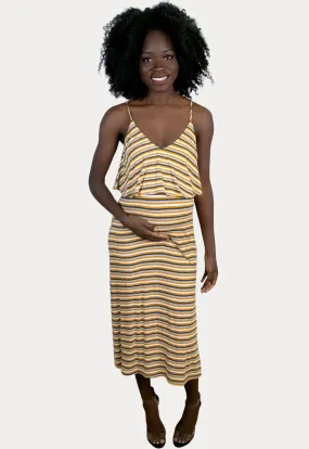 Sleeveless Multi Striped Maternity Dress