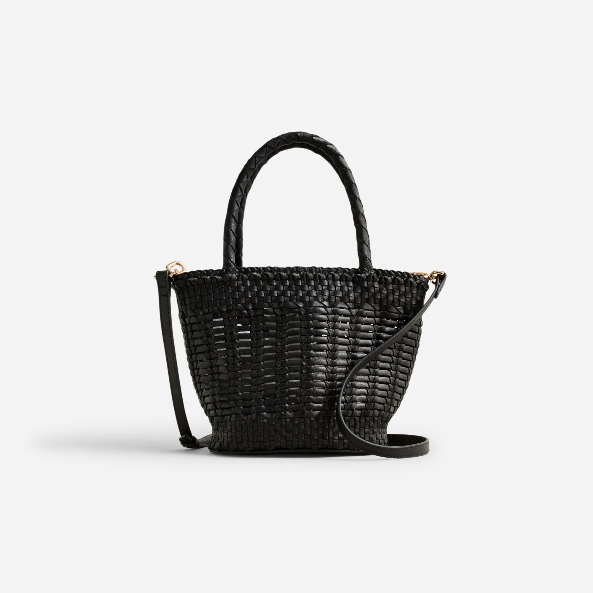 Small open-weave bag in leather