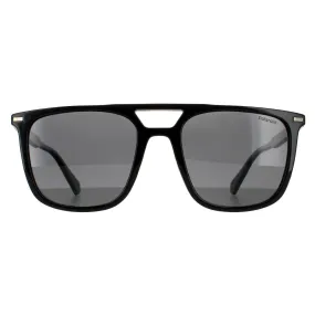 Sunglasses | Rectangle Black Grey Polarized Sunglasses | Polaroid