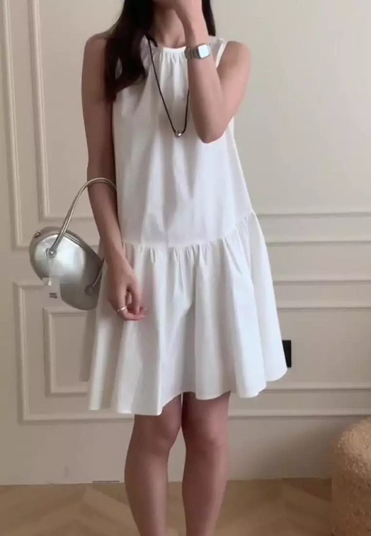 Sunnydaysweety French style simple round neck vest dress K061302W