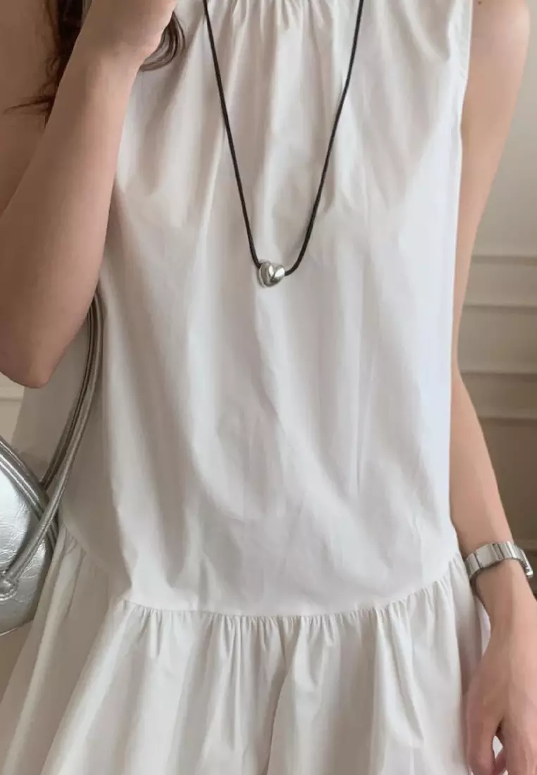 Sunnydaysweety French style simple round neck vest dress K061302W