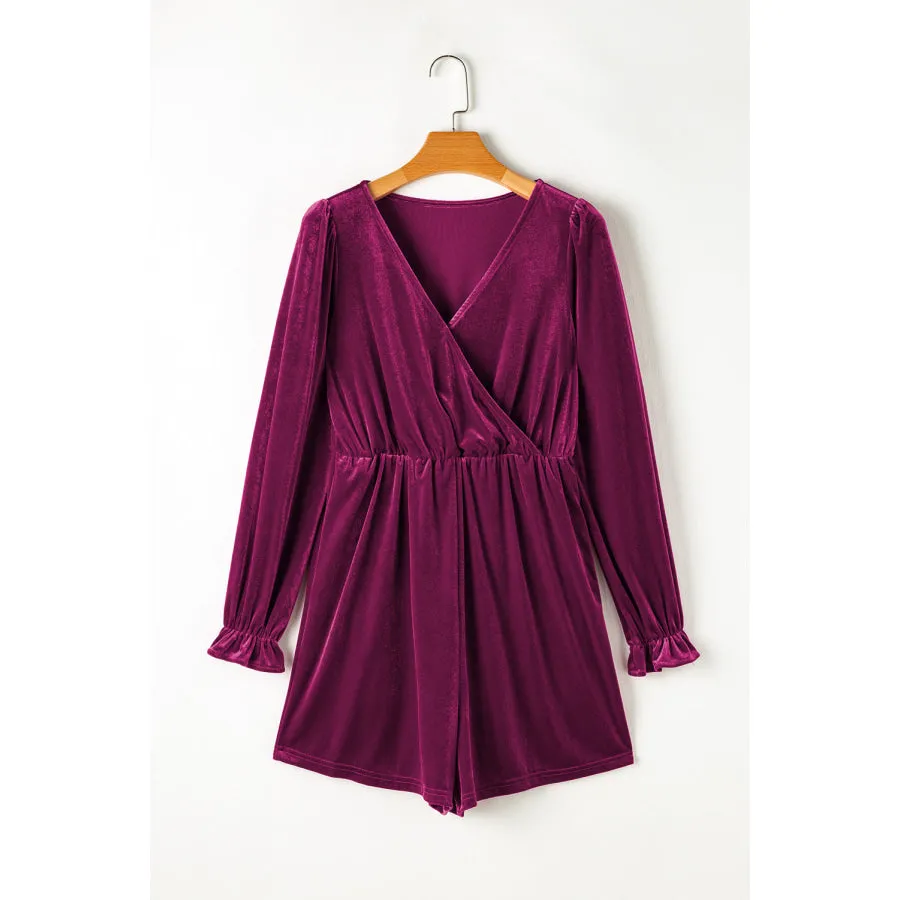 Surplice Flounce Sleeve Romper