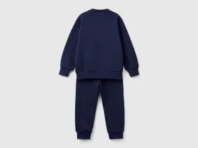 Sweat tracksuit with logo - Dark Blue | Benetton