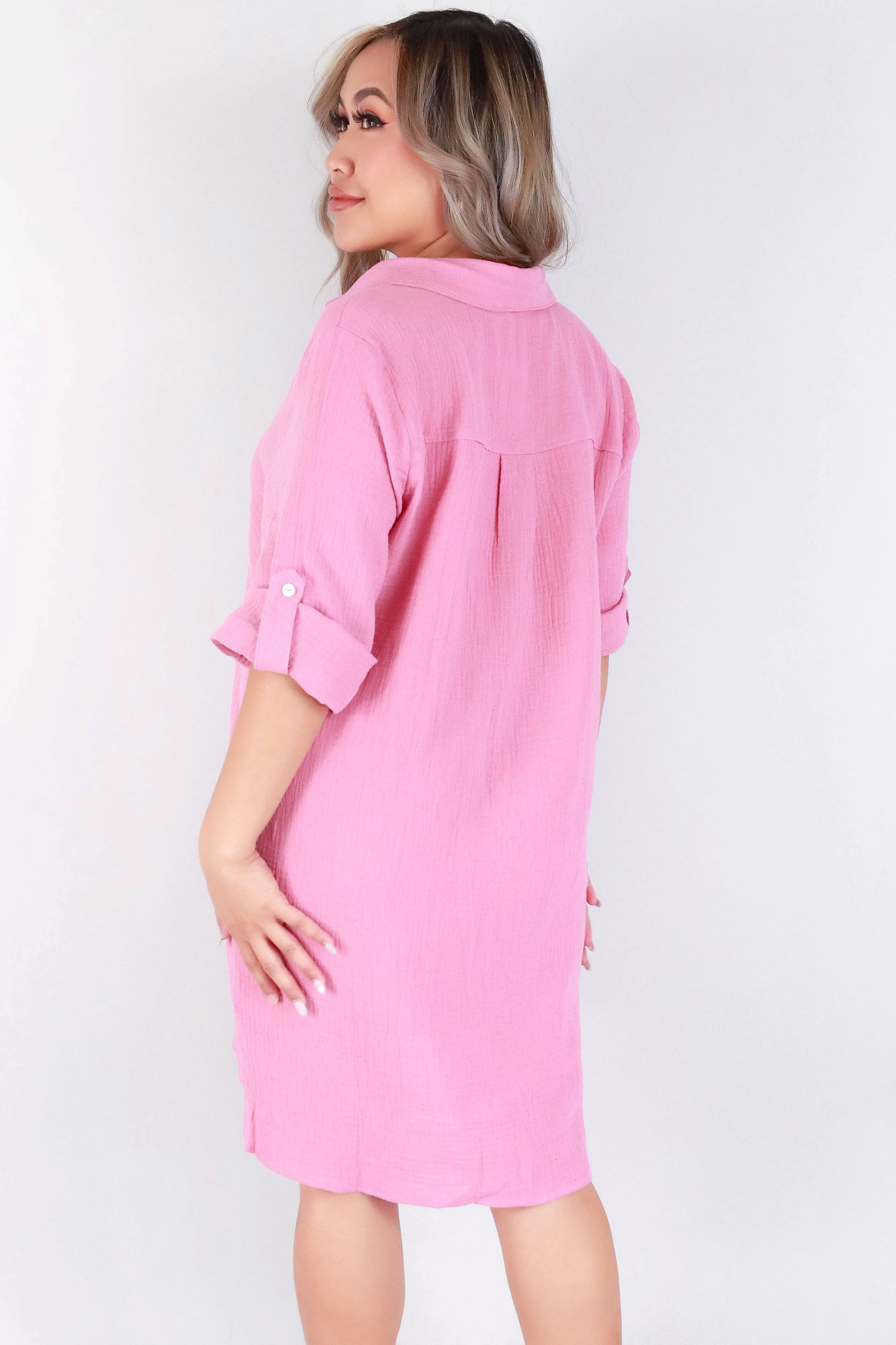 TABBED SLEEVES TUNIC DRESS