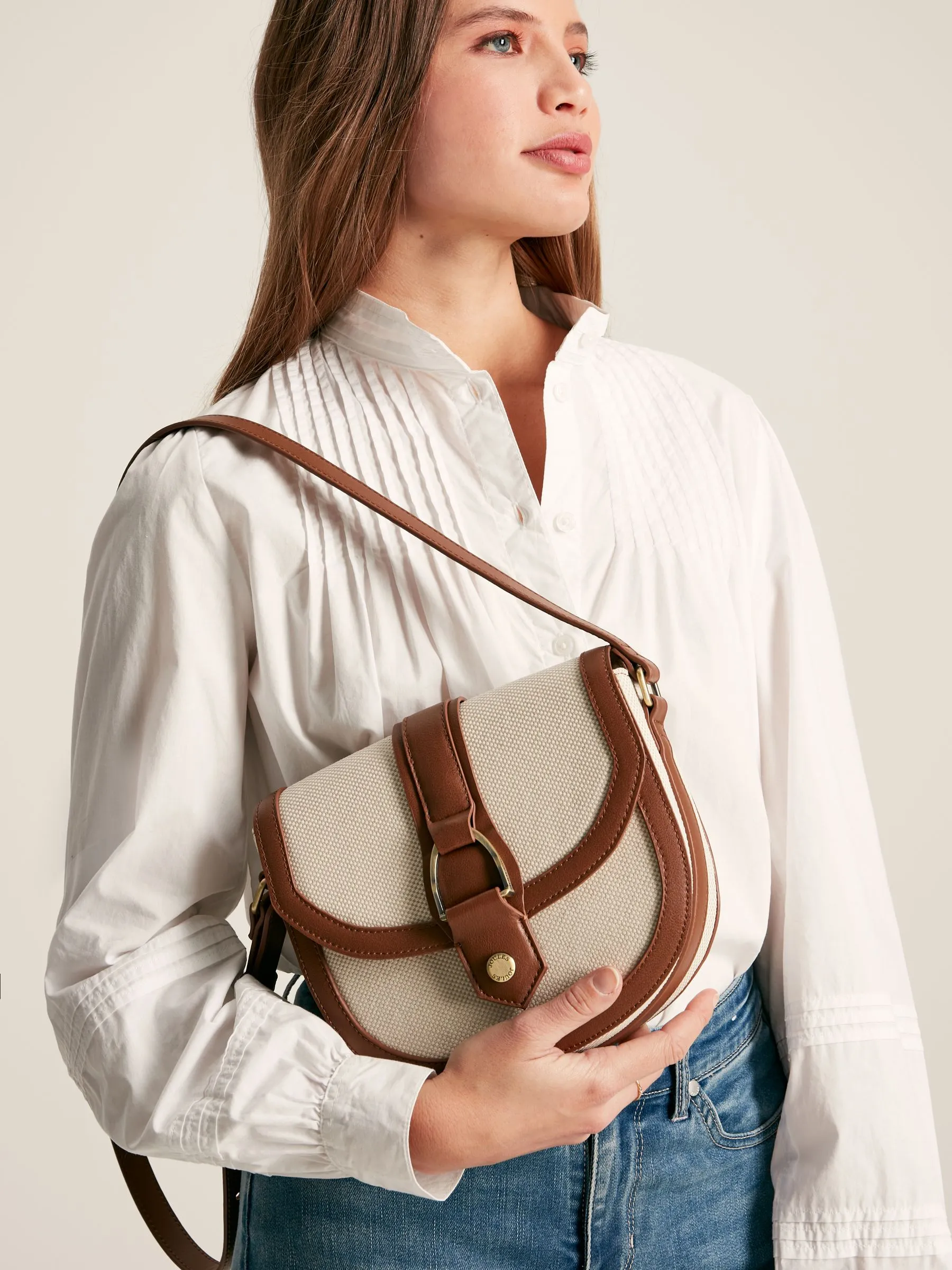 Tan Canvas Cross Body Bag