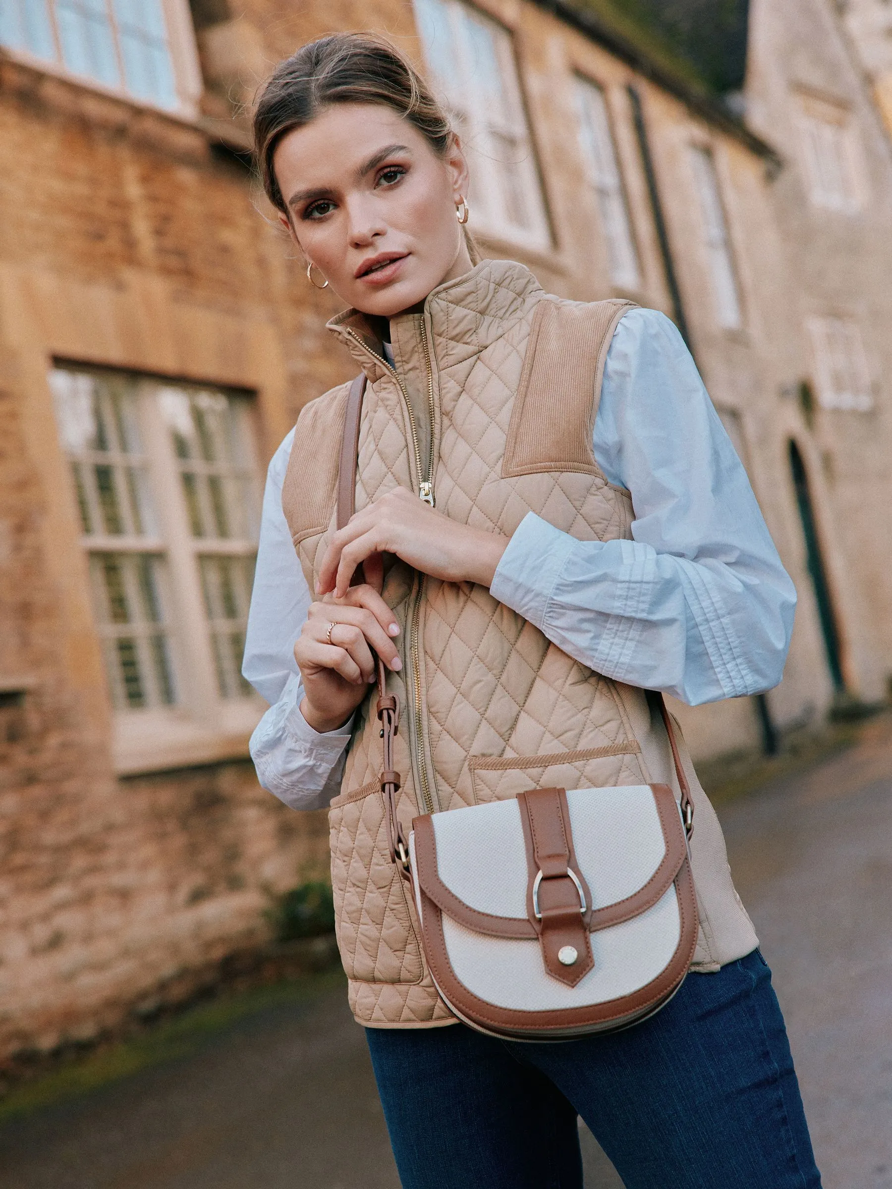 Tan Canvas Cross Body Bag