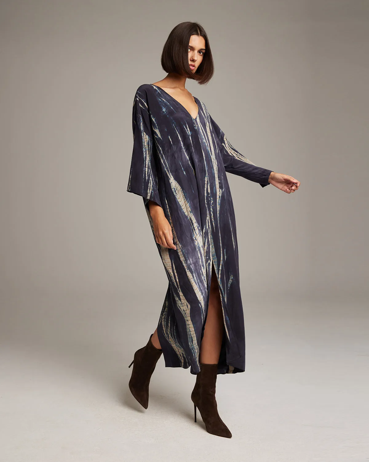 Tie-Dye Silk Tunic Dress