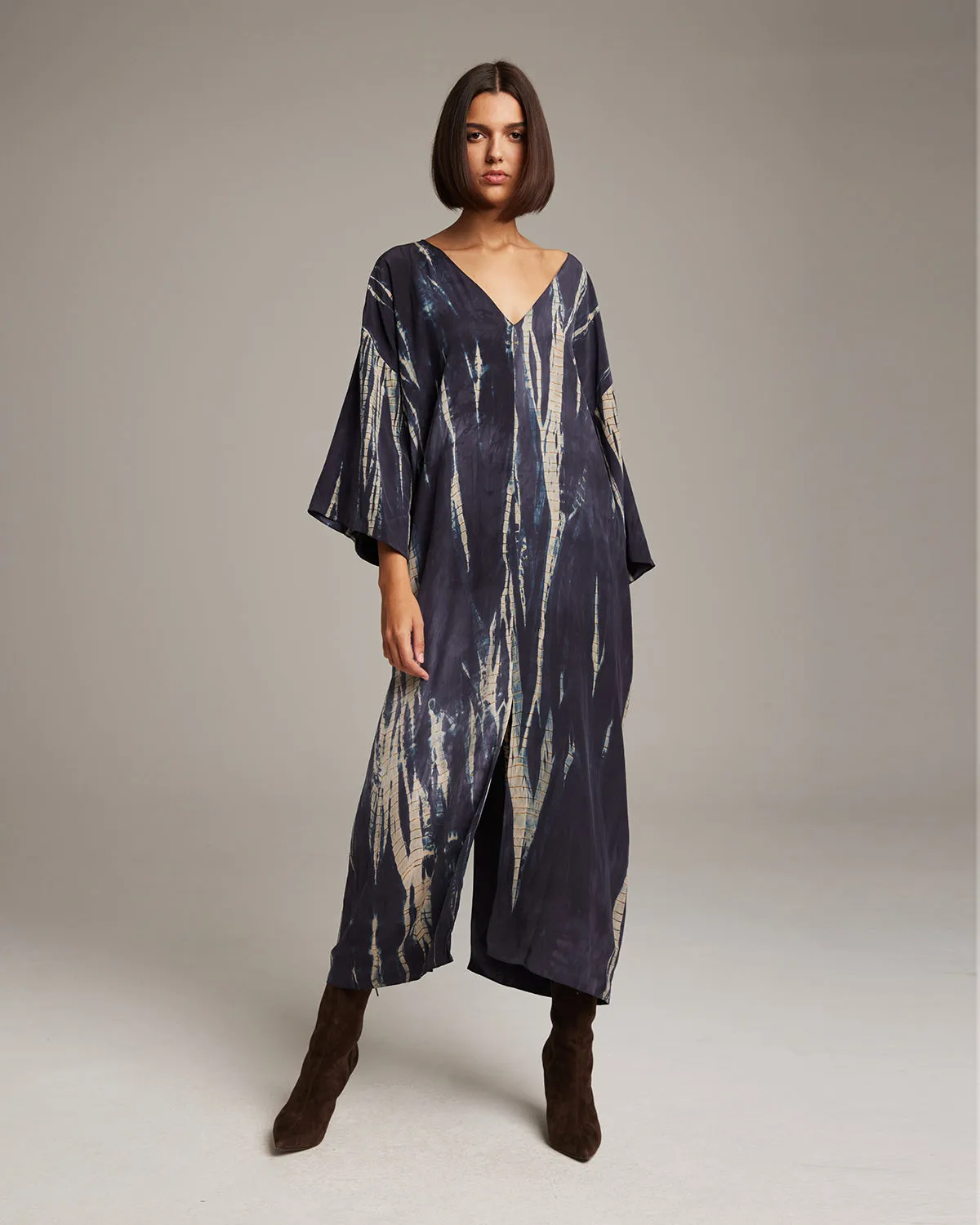 Tie-Dye Silk Tunic Dress