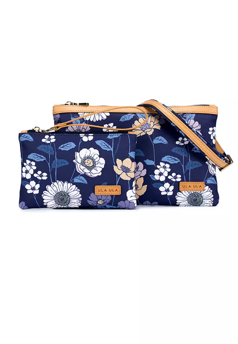 ULA ULA ULA ULA Blossom Night Leather Trim Multi Purpose Nylon Pouch Sling Bag set  (2 in 1) RFID Blocking