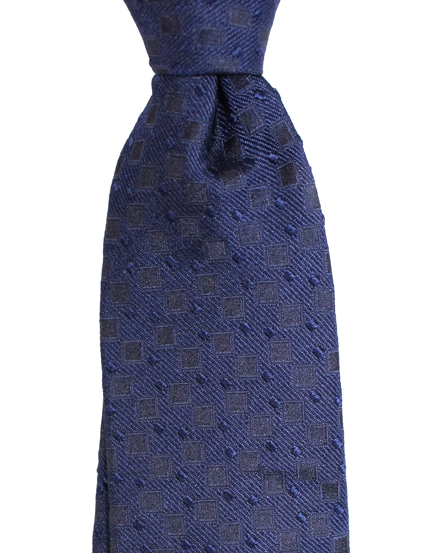 Ungaro Silk Tie Dark Blue Geometric - Narrow Cut Designer Necktie SALE