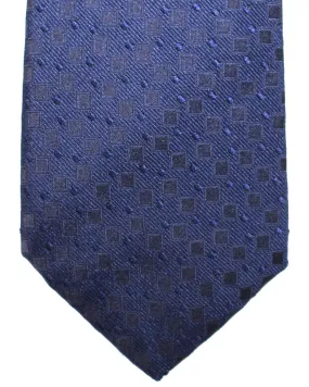 Ungaro Silk Tie Dark Blue Geometric - Narrow Cut Designer Necktie SALE