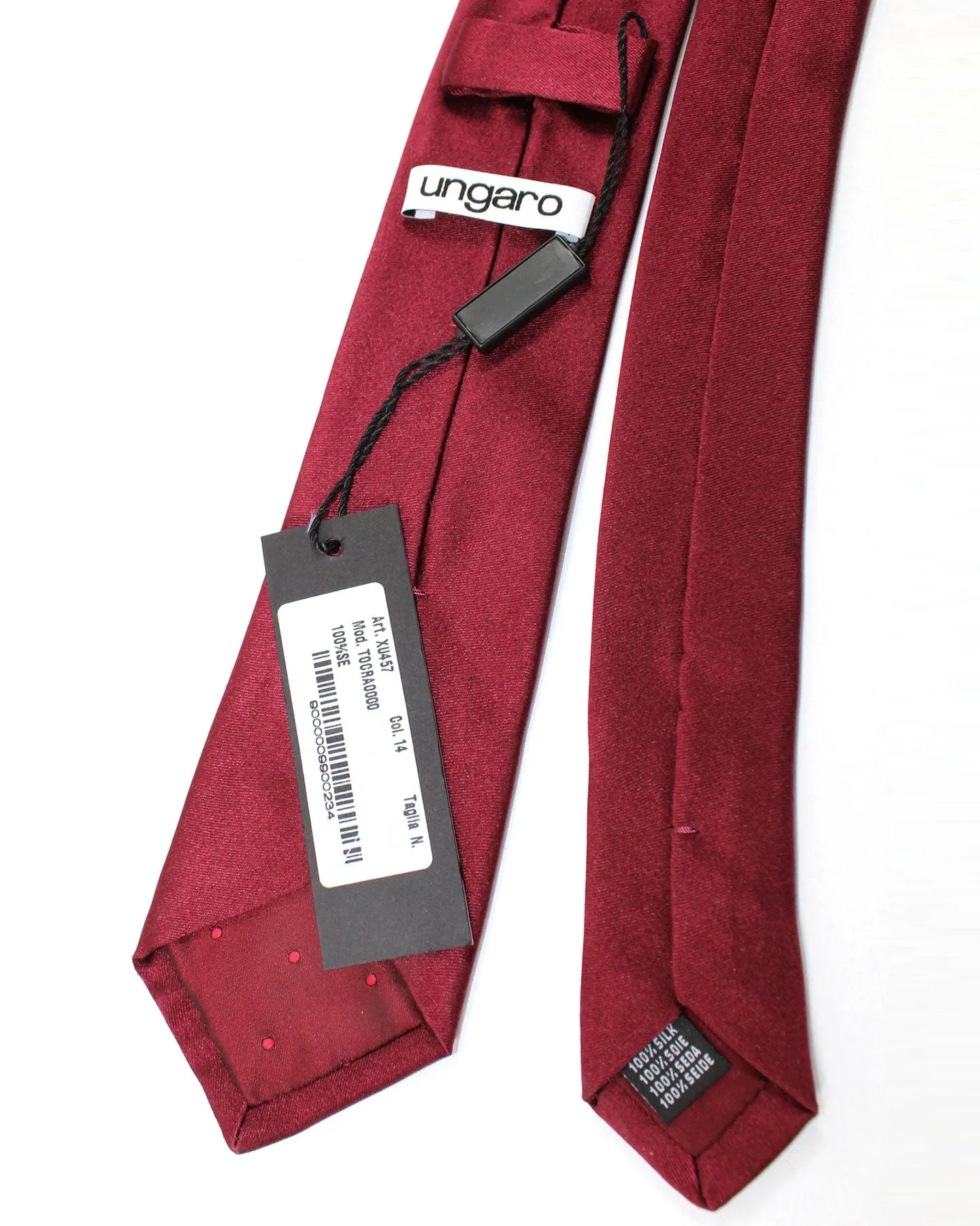 Ungaro Silk Tie Maroon Solid - Narrow Cut Designer Necktie SALE