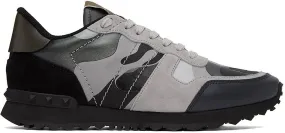 Valentino Garavani Black & Gray Rockrunner Sneakers