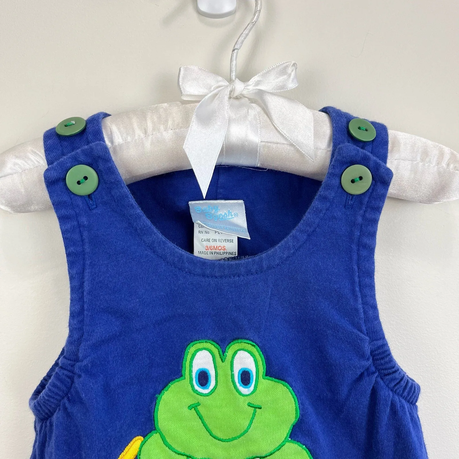 Vintage OshKosh B'gosh Blue Frog Beach Romper 3-6 Months