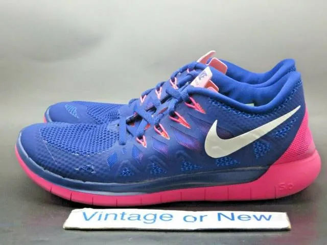 Women's Nike Free 5.0 Deep Royal Blue Hyper Pink Running...