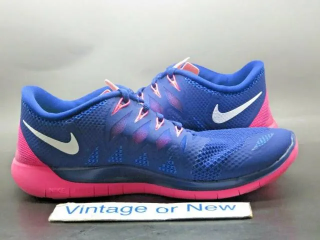 Women's Nike Free 5.0 Deep Royal Blue Hyper Pink Running...