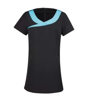 Womens/ladies ivy short-sleeved tunic black/turquoise Premier