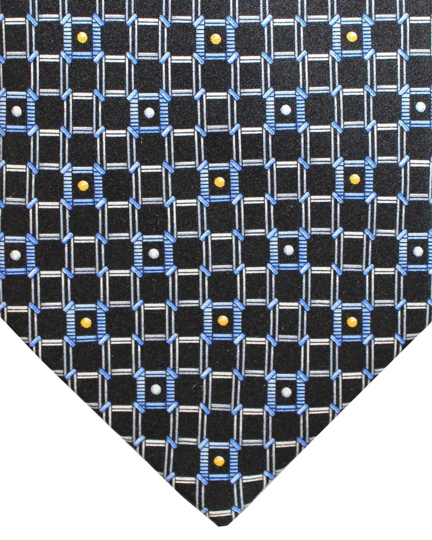 Zilli Silk Tie Black Blue Geometric Design - Wide Necktie FINAL SALE