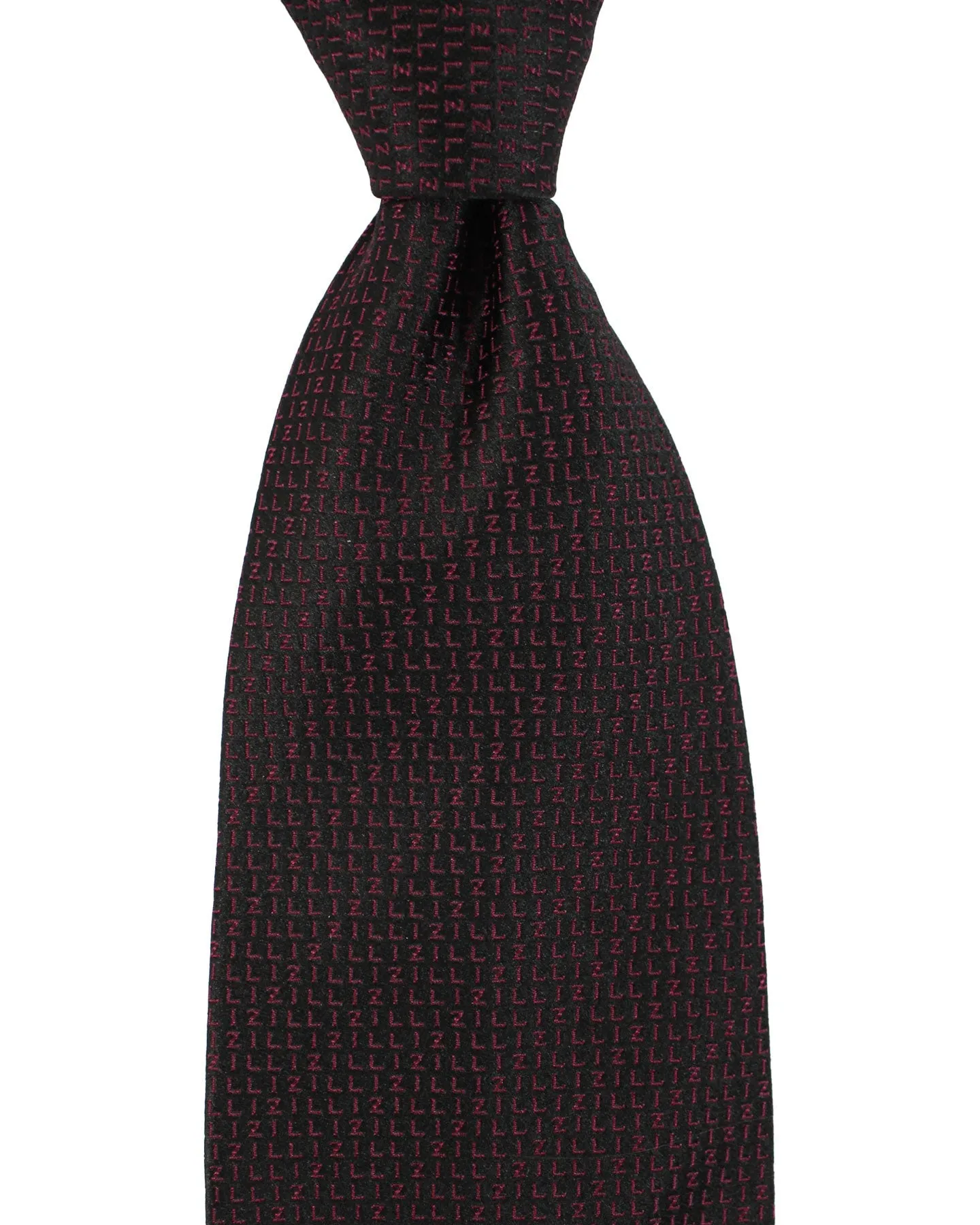 Zilli Silk Tie Black Fuchsia Logo - Wide Necktie FINAL SALE