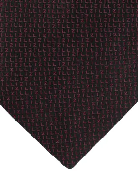 Zilli Silk Tie Black Fuchsia Logo - Wide Necktie FINAL SALE