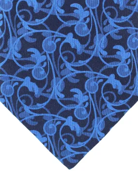 Zilli Silk Tie Dark Blue Blue Ornamental Design - Wide Necktie SALE