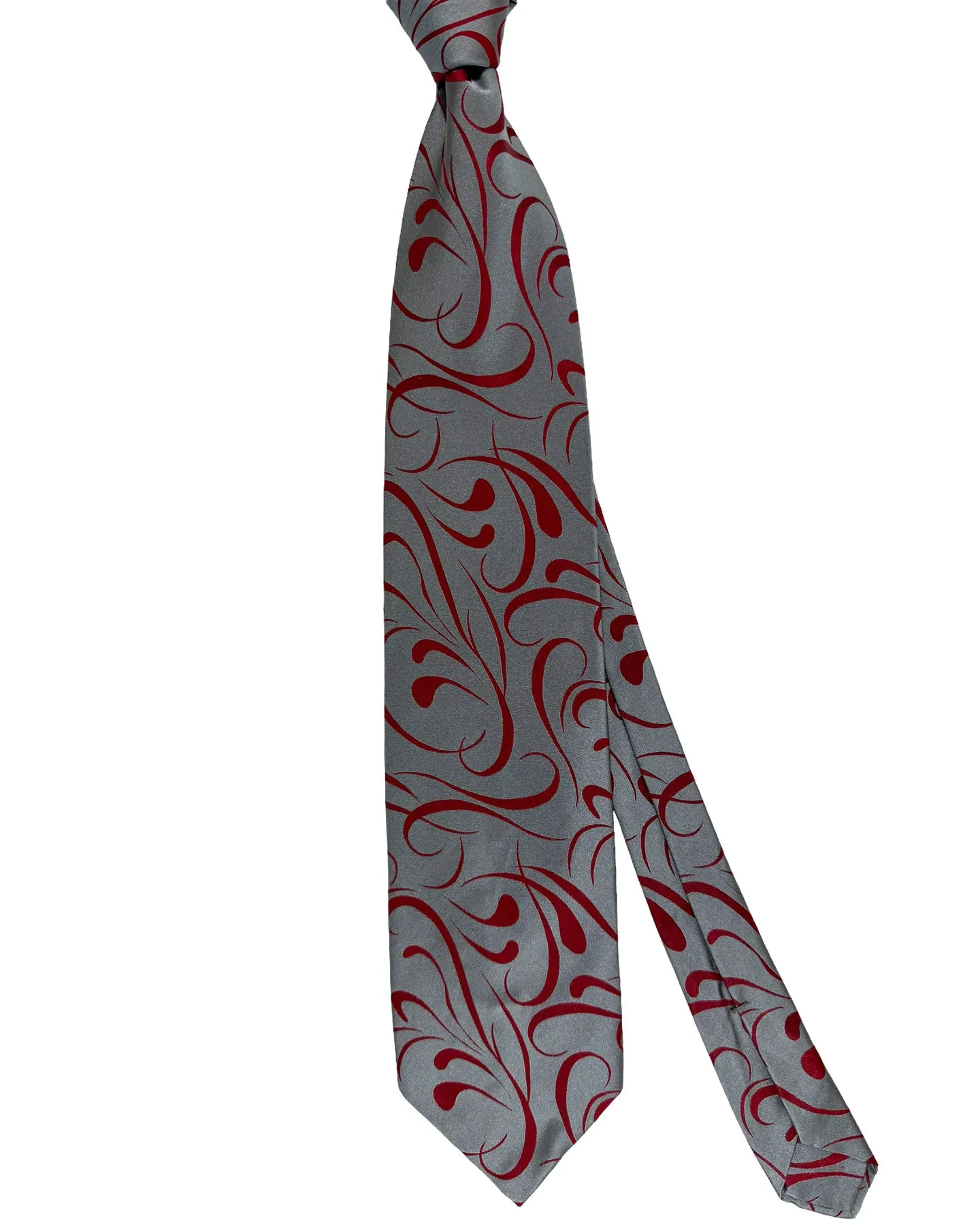 Zilli Silk Tie Gray Maroon Swirl - Wide Necktie FINAL SALE