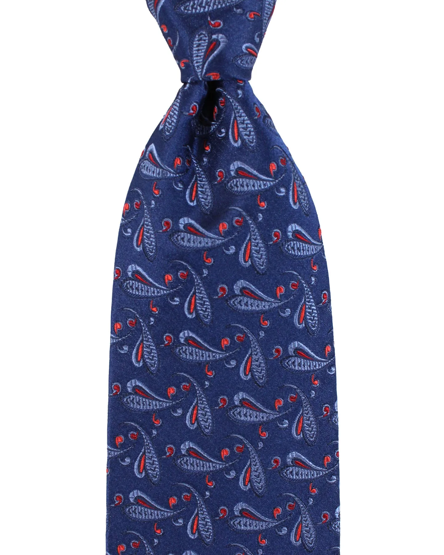 Zilli Silk Tie Navy Red Paisley - Wide Necktie